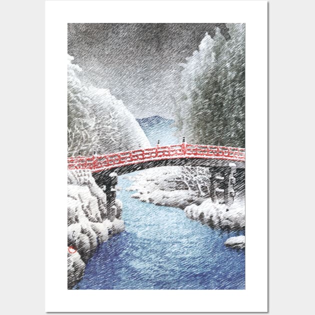 The Sacred Bridge at Nikko by Kawase Hasui Wall Art by Takeda_Art